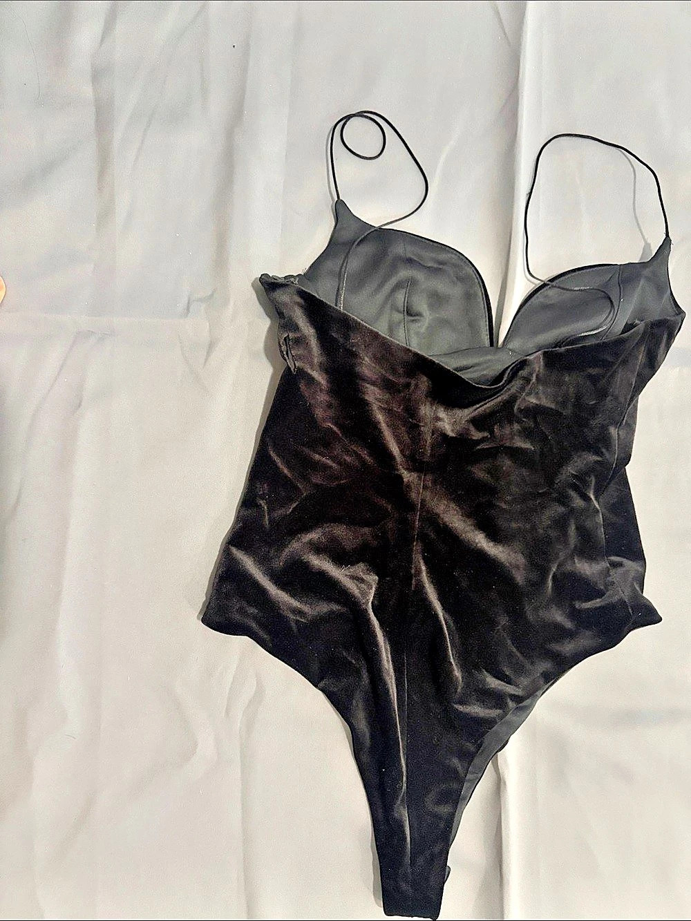 Zara Black Velvet Bodysuit Size Medium